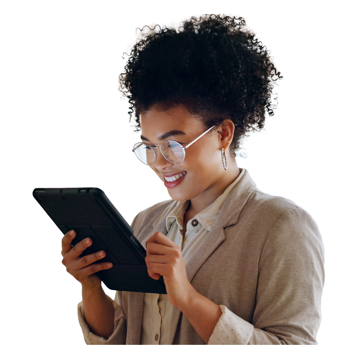 Woman creating on a tablet