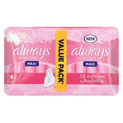 Always Maxi Sanitary Pads Soft Long 18's